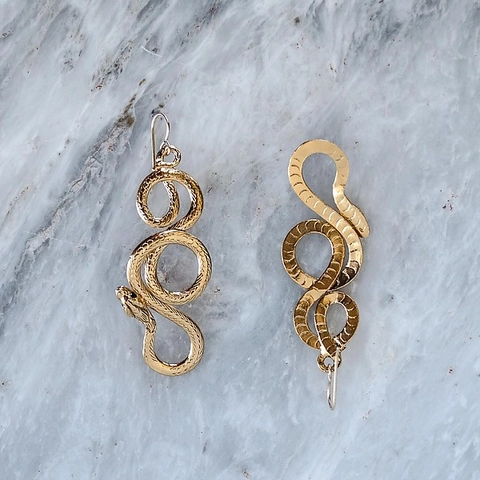 Vintage Copper Snake Wrap Dangle Earrings Zircon Inlaid Hip Hop Personality Animal Shaped Gold Silver Jewelry Accessory