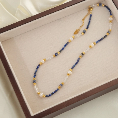 Vintage Natuursteen Zoetwaterparel Kralen Ketting Voor Vrouwen Roestvrij Staal Kristal Boho Choker Sieraden Cadeau