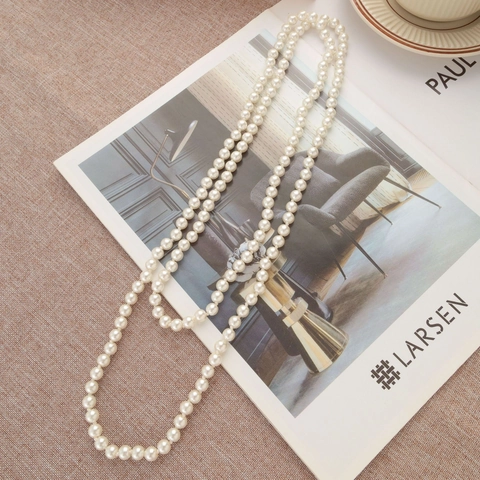 Collana di Perle di Vetro Lunga Vintage Francese Multistrato Catena per Maglione per Donna Elegante Accessorio per Gioielli da Banchetto