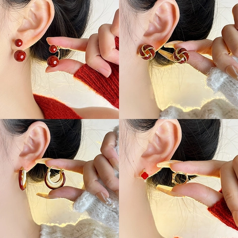 Vintage Koperen Kunstparel Oorbellen Met 925 Sterling Zilver Stift Verguld Strass Emaille Oorknopjes Oorbellen Voor Dames Sieraden