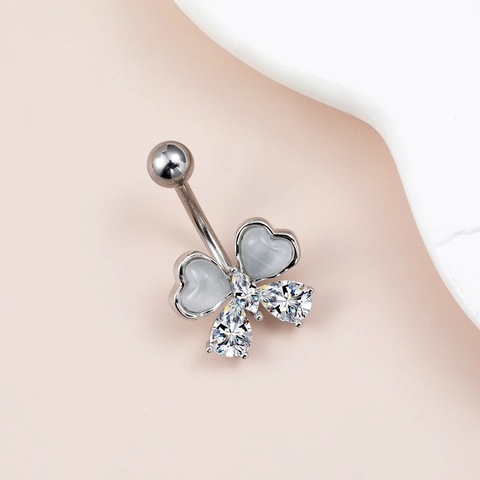 316 Surgical Stainless Steel Copper Zirconia Cat Eye Stone Butterfly Heart Belly Button Ring Navel Piercing Jewelry For Women