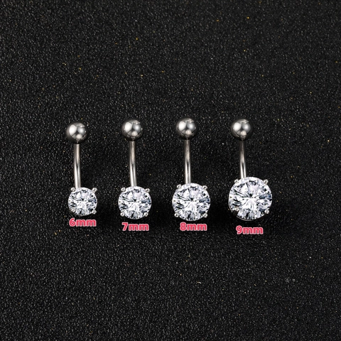 316 Edelstahl Stab Kupfer Zirkonia Bauchnabelpiercing Ring Rund Klarer Kristall Nabelstecker Körperschmuck Für Damen Geschenk