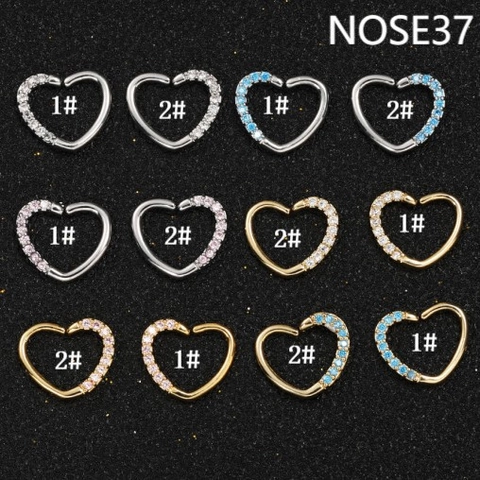 Heart Shaped Nose Ring Copper Zirconia Cartilage Earring Stud For Women Men Fashion Body Piercing Jewelry Gold Silver Tone