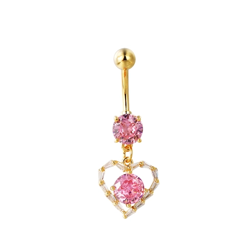 Zirconia Inlaid Heart Belly Button Ring 316 Stainless Steel Curved Barbell Navel Piercing Jewelry For Women Gold Silver