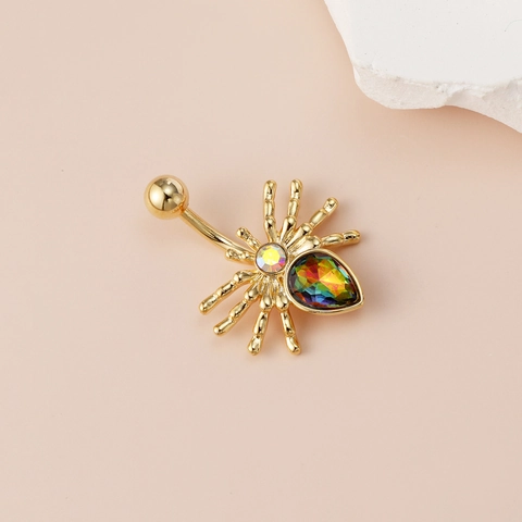 Halloween Spinne Bauchnabelpiercing Zirkonia Besetzt Chirurgenstahl Gebogener Stab Kupfer Körper Piercing Schmuck Für Damen