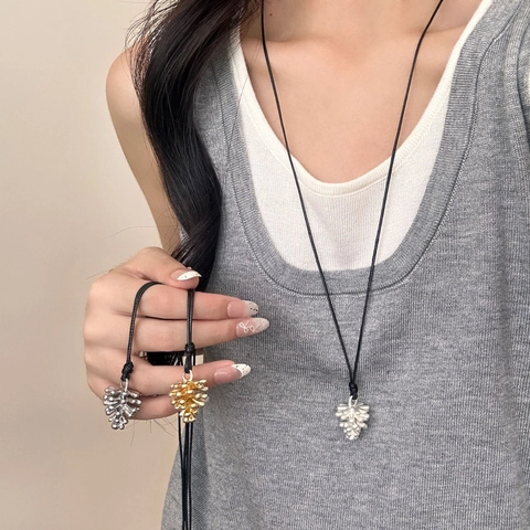 Natur Pinienzapfen Anhänger Halskette Für Damen Verstellbar Lange Wachskordel Edelstahl Schlangenkette Vintage Schmuck