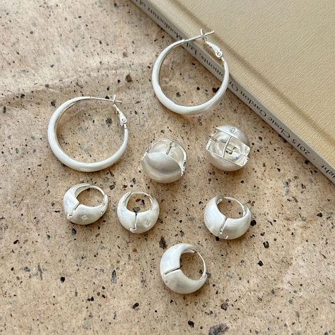 Minimalistische Geborsteld Mat Koperen Creolen Voor Vrouwen Zilveren Kleur Geometrische Sterrenpatroon Waterdruppel Ronde Bal Huggie Oorbellen
