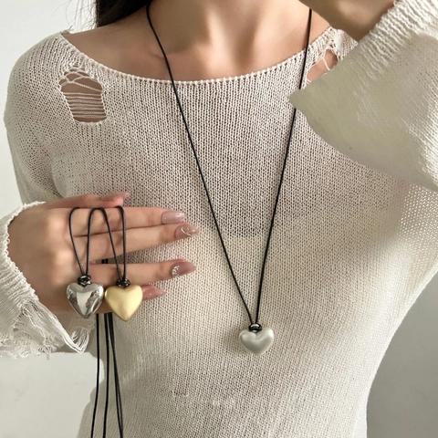 Minimalistische Koperlegering Hart Hanger Ketting Voor Vrouwen Kunstparel Koord Ketting Mode Sieraden Cadeau