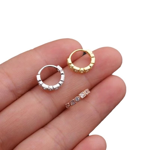 Minimalist Copper Zircon Nose Ring Cartilage Hoop Stud For Women Men 925 Sterling Silver Post Body Piercing Jewelry
