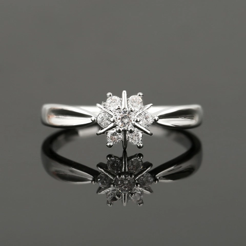 Anillo de Cobre Elegante Con Racimo de Flores Circonita Incrustada Anillo de Dedo de Flor de Estrella Brillante Para Mujer Joyería de Boda