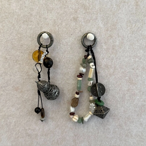 Llavero de Cuentas Étnico Vintage Hecho a Mano Con Calabaza de Bronce Cuentas de Piedra Natural Borla para Bolso Llave