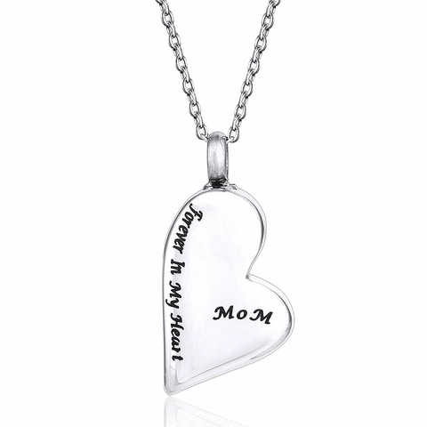 Stainless Steel Heart Cremation Urn Necklace For Ashes Forever In My Heart Mom Dad Memorial Keepsake Pendant Jewelry