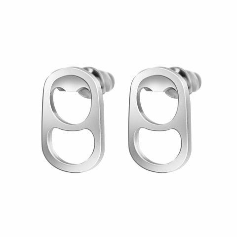 Creativi Orecchini a Bottone in Acciaio al Titanio a Forma di Linguetta di Lattina Unisex Personalità Stile Industriale