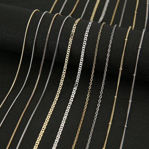 Copper Necklace Chain For Women Men DIY Jewelry Making Accessory Gold Silver Plated Snake Box Link Chain Minimalist Jewelry