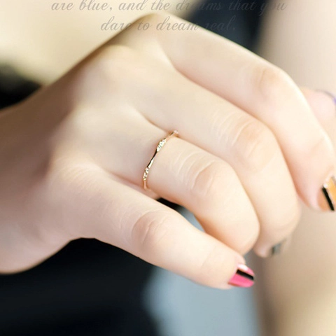 Minimalist Copper Zirconia Thin Ring For Women Gold Silver Plated Elegant Micro Pave Finger Ring Delicate Daily Jewelry