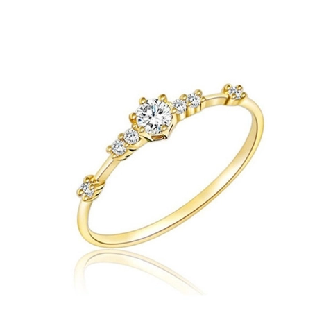 Minimalist Copper Zircon Ring For Women Gold Silver Rose Gold Plated Round Cut Cubic Zirconia Thin Band Ring Wedding Party Jewelry