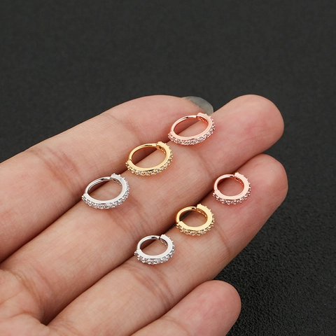 Copper Zirconia Nose Ring Hoop Body Jewelry 18K Gold Silver Plated Cartilage Earring For Men Women Piercing Accessories