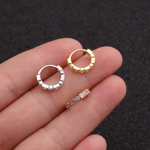 Zircon Copper Nose Hoop Piercing Ring Body Jewelry Geometric Fashion Tiny Dainty Women Accessory