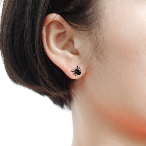 Gothic Black Spider Stud Earrings For Men Women Halloween Punk Minimalist Insect Alloy Rhinestone Jewelry Small Ear Studs