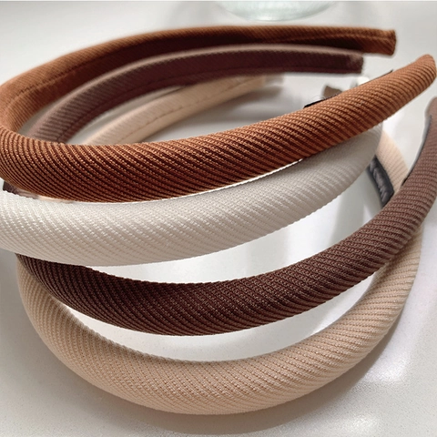 Women Ribbed Fabric Wrapped Headband Minimalist Solid Color Earthy Tones Handmade Hair Band Fashionable Retro Hair Accessories