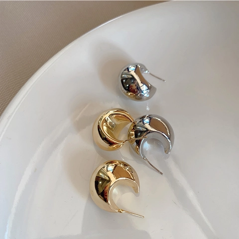 Minimalistische Onregelmatige Bol Oorknopjes Met 925 Sterling Zilver Stift Chunky C-Vormige Metalen Oorbellen Voor Vrouwen Sieraden Cadeau