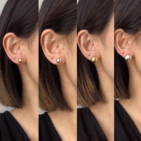 925 Sterling Silver Earring Post Minimalist Brushed Round Ball Stud Earrings Gold Silver Plated Copper Small Ball Jewelry For Women
