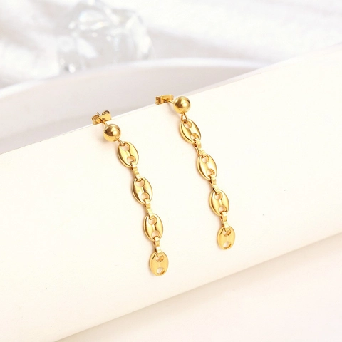 Pendientes de Borla Larga de Acero Inoxidable para Mujer Joyería Colgante Geométrica con Perlas Artificiales y Conchas