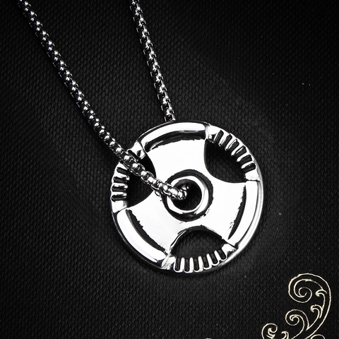 Barbell Weight Plate Pendant Necklace For Men Women Stainless Steel Titanium Steel Fitness Jewelry Gym Lovers Gift Necklace