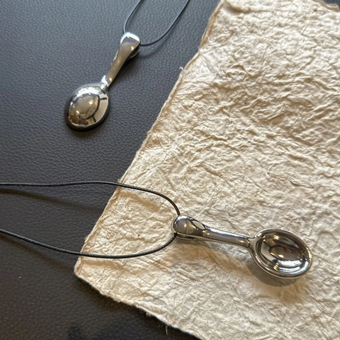 Minimalistische Massief Metalen Lepel Hanger Ketting Lange Trui Ketting Met Verstelbaar Koord Koper Legering Sieraden