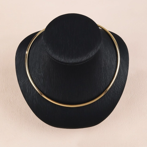 Minimalistische Edelstahl Gold Choker Halskette Für Damen Punk Poliert Rund Ring Halsband Verstellbarer Schmuck Geschenk