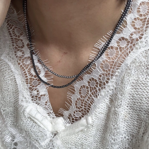 Minimalistische Roestvrijstalen Hematiet Bolletjesketting Voor Vrouwen Niet-vervagende Gelaagde Sleutelbeenketting Sieraden Cadeau