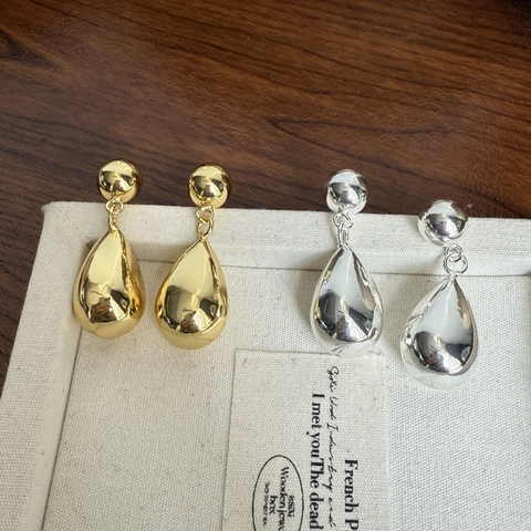 Boucles d'Oreilles Clous Goutte d'Eau Minimalistes Hautement Polies Femme Élégantes Couleur Or Argent Métallique Avec Tige en Argent Sterling 925