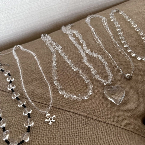 Onregelmatige Kunstmatige Kristal Gebroken Steen Hart Hanger Halsketting Transparante Bloem Kraal Sleutelbeen Ketting Sieraad