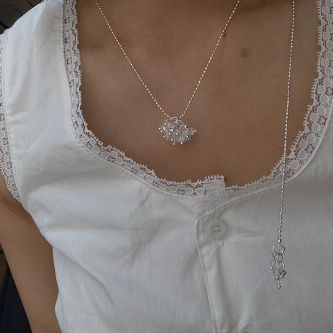 Minimalist Silver Plated Crystal Cluster Grape Necklace For Women Elegant Artificial Pearl Sunflower Pendant Adjustable Long Chain Jewelry
