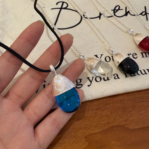 Glas Kristall Zapfen Wassertropfen Anhänger Halskette Für Damen Herren Einfach Ins Stil Lange Kette Pullover Halskette Schmuck