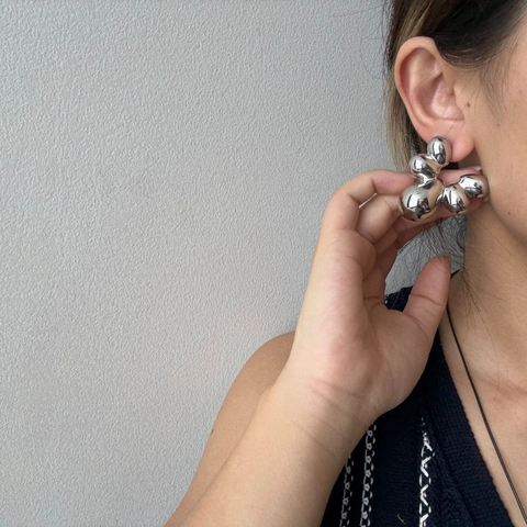 Pendientes de Botón de Burbuja de Metal Líquido Irregular Con Poste de Plata de Ley 925 Oro Plata Cobre Joyería para Mujer