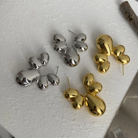 Pendientes de Botón de Burbuja de Metal Líquido Irregular Con Poste de Plata de Ley 925 Oro Plata Cobre Joyería para Mujer