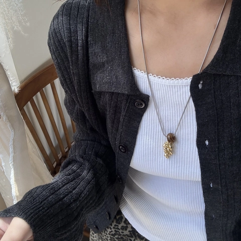Französisch Elegante Kupfer Naturstein Anhänger Halskette Für Damen Vergoldet Schlangenknochenkette Tigerauge Dalmatiner Stein Schmuck