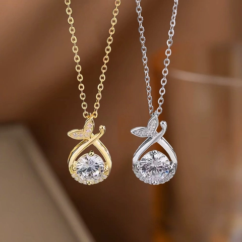 Elegant Stainless Steel Mermaid Tail Pendant Necklace For Women Zirconia Gold Silver Designer Clavicle Chain Jewelry Gift