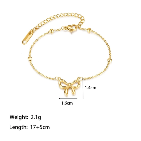 Collana Orecchini Bracciale Cavigliera Anello in Acciaio Inossidabile a Fiocco per Donna Gioielli di Moda Placcati Oro Argento