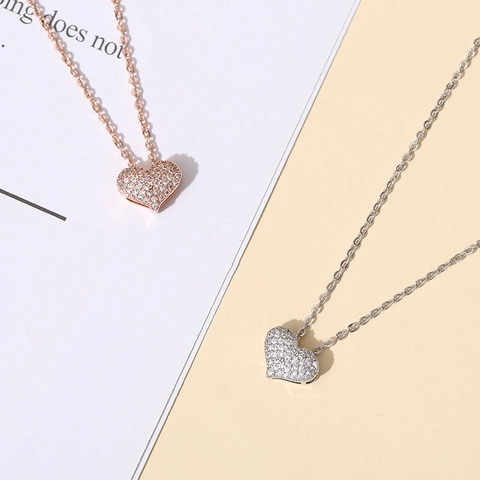 Elegant Copper Zirconia Heart Pendant Necklace 14K Gold Plated Micro-Pave Heart Necklaces For Women Fashion Jewelry Gift