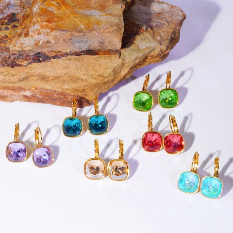 Modische 14K Vergoldete Edelstahl Ohrringe Für Damen Quadratische Zirkonia Geometrische Ohrringe Elegantes Schmuckgeschenk