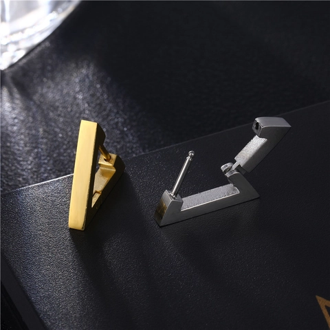 Dreieck Edelstahl Creolen Für Herren Damen Minimalistisch Punk Hip Hop Geometrisch Schmuck Geometrische Huggie Ohrringe
