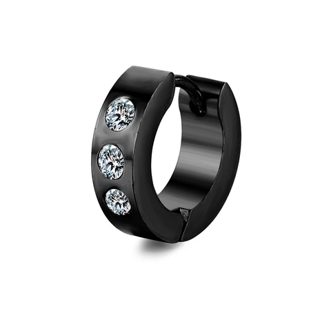 316L Stainless Steel Inlaid Zirconia Huggie Earrings For Men Women Geometric Round Personalized Jewelry Gift Hip Hop Earrings