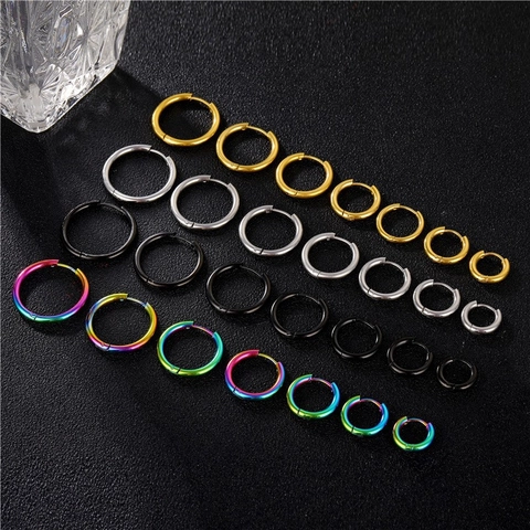 Minimalistische Creolen Aus Edelstahl Geometrisch Poliert Hochwertiger Piercingschmuck Tägliche Mode Unisex-Accessoires