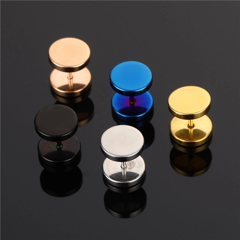 Edelstahl Hantel Ohrstecker Für Herren Damen Minimalistische Runde Barbell Ohrpiercing Schmuck Punk Stil Accessoires
