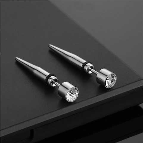 Pendientes de Botón de Punta de Acero Inoxidable Hip Hop Para Hombre Mujer circonita Incrustada Joyería de Perforación Punk