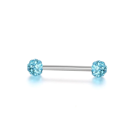 316L Edelstahl Zungenpiercing Brustwarzenpiercing Kristall Ton Strass Kugel Hanteln Körperschmuck Für Damen Herren Schmuck