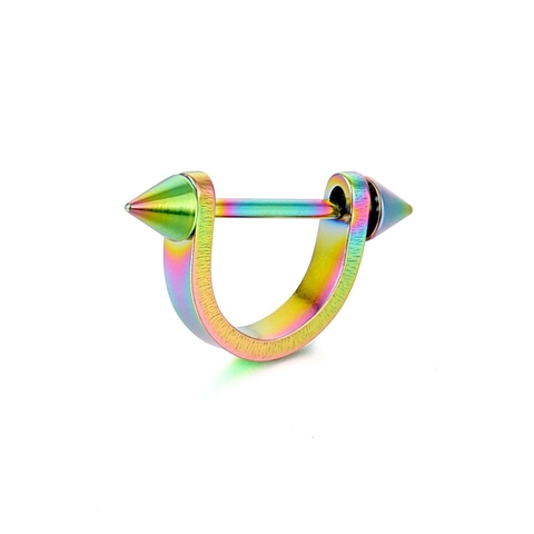 Punk 316L Edelstahl U-förmiger Brustwarzenring Spitze Kegel Körperschmuck Gold Schwarz Regenbogen Silber Für Damen Herren