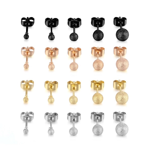 Minimalistische Edelstahl Kugel Ohrstecker Für Damen Herren Matt Mattierte Winzige Runde Perlen Mode Schmuck Piercing Ohrring